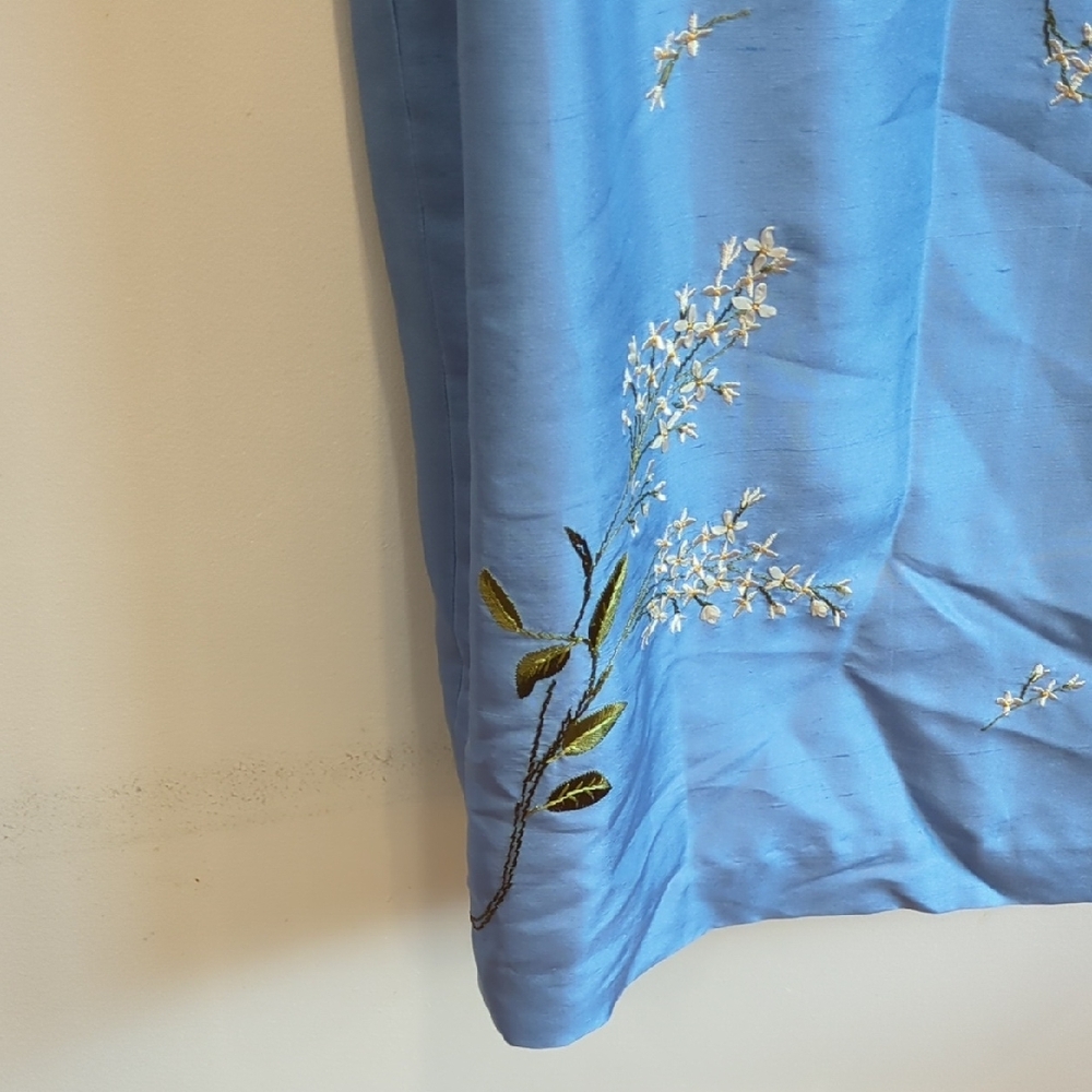 Ann Taylor Vintage 90s Y2K Minimalism Pure Silk Blue floral dress 16 Petite - Picture 5 of 11